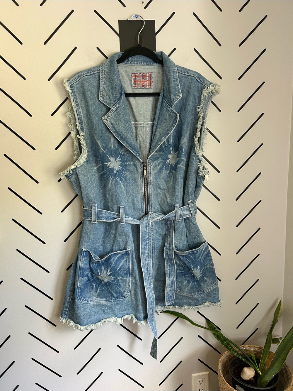 Vintage Revolt Denim Zipup Sleeveless Dress belted oversized festival concert